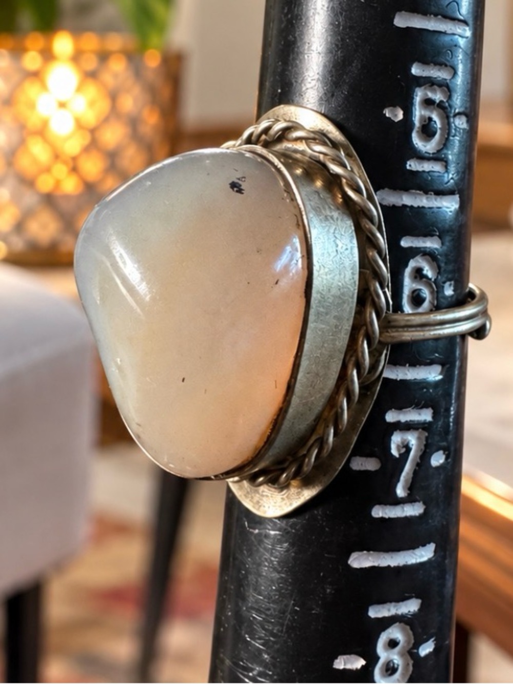 Agate Natural Stone Adjustable Statement Ring Size 6 to 15
